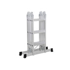 Multifunktionell stege - aluminium - med 2 metallplattor - vikbar - 150 kg - silver