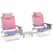 delat – strandstol och bord set utomhus liggstolar med rullbart – 3 – Rosa