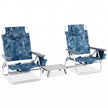 st – Beach Chair och Bord Set Outdoor Solstolar med Roll Up Camping Blad – 3 – Blå