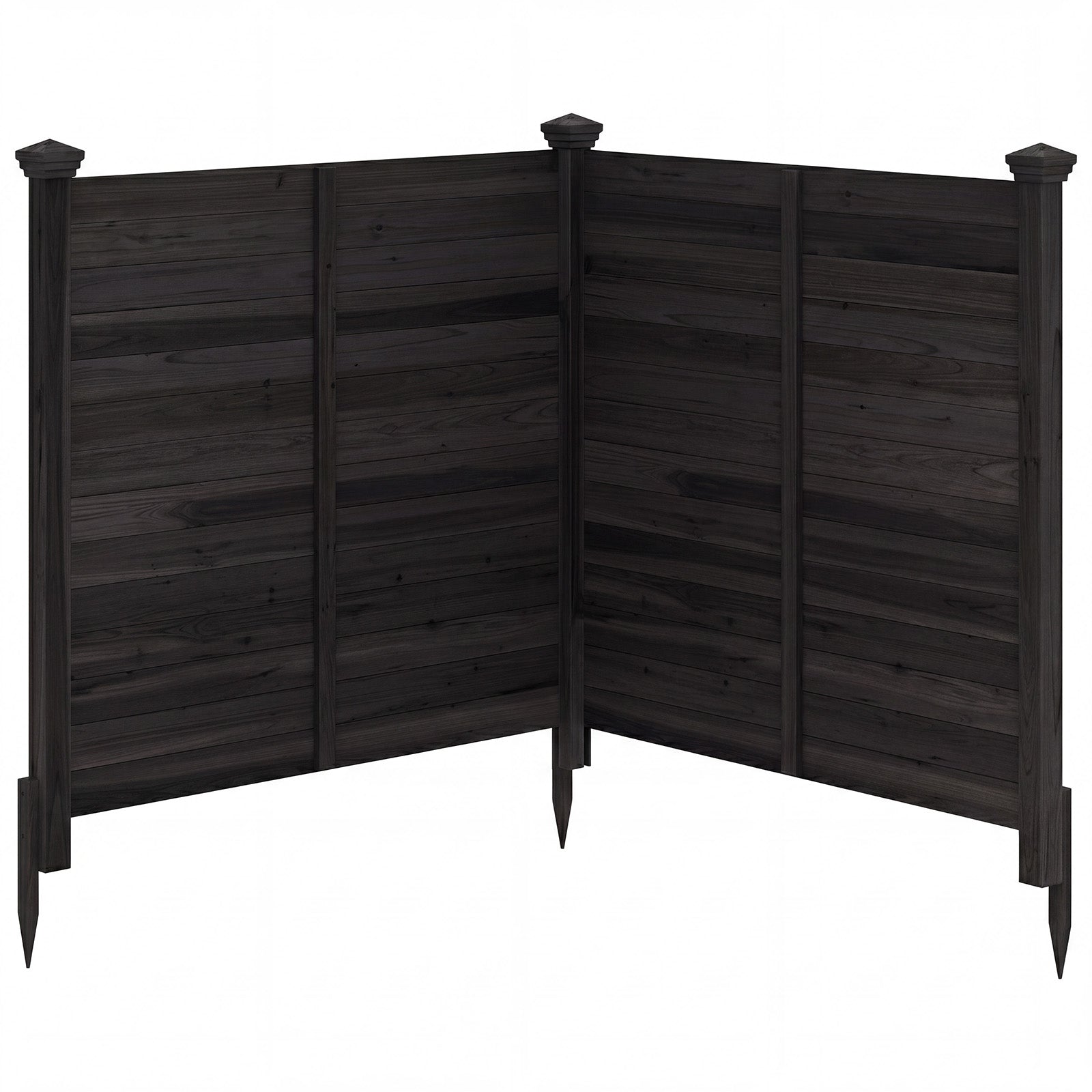 Siktskyddsstaket – delat trädgårdsstaket av granved utomhus trästaket med stolpar – 2 119 x 119 cm 3 – Svart