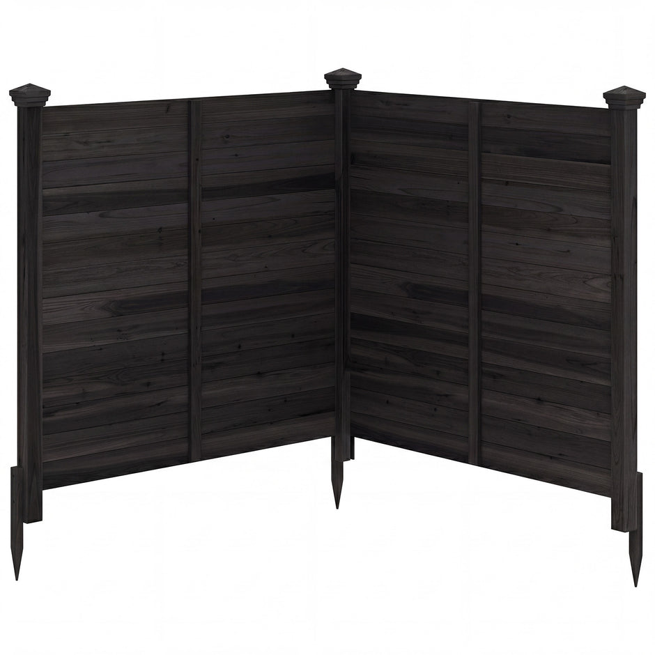 Siktskyddsstaket – delat trädgårdsstaket av granved utomhus trästaket med stolpar – 2 119 x 119 cm 3 – Svart