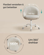 Sammet kontorsstol, höjdjusterbar cappuccino beige moln vit