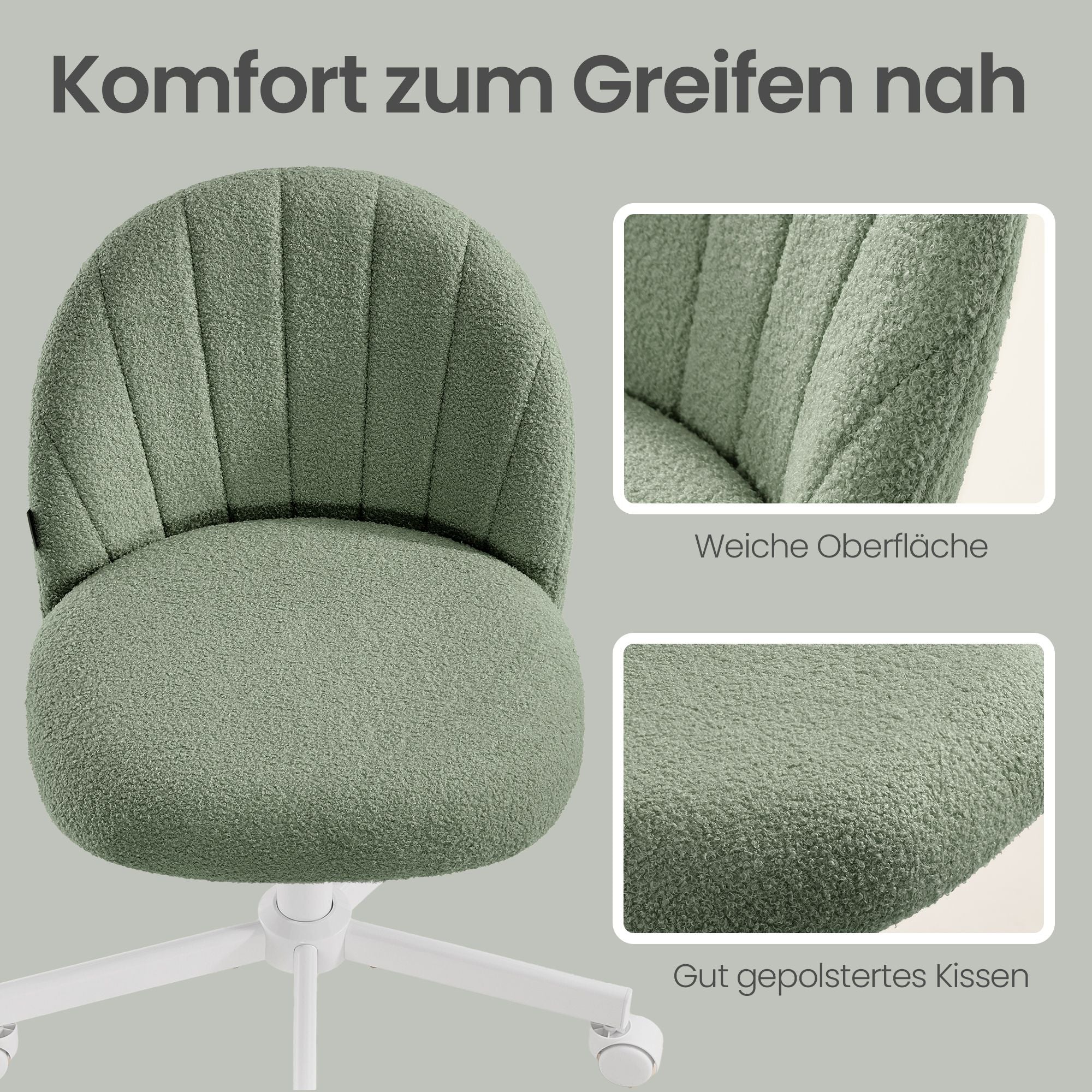 Kaptafelstoel - Draaibaar - In Hoogte Verstelbaar - Teddyfleece - Groen
