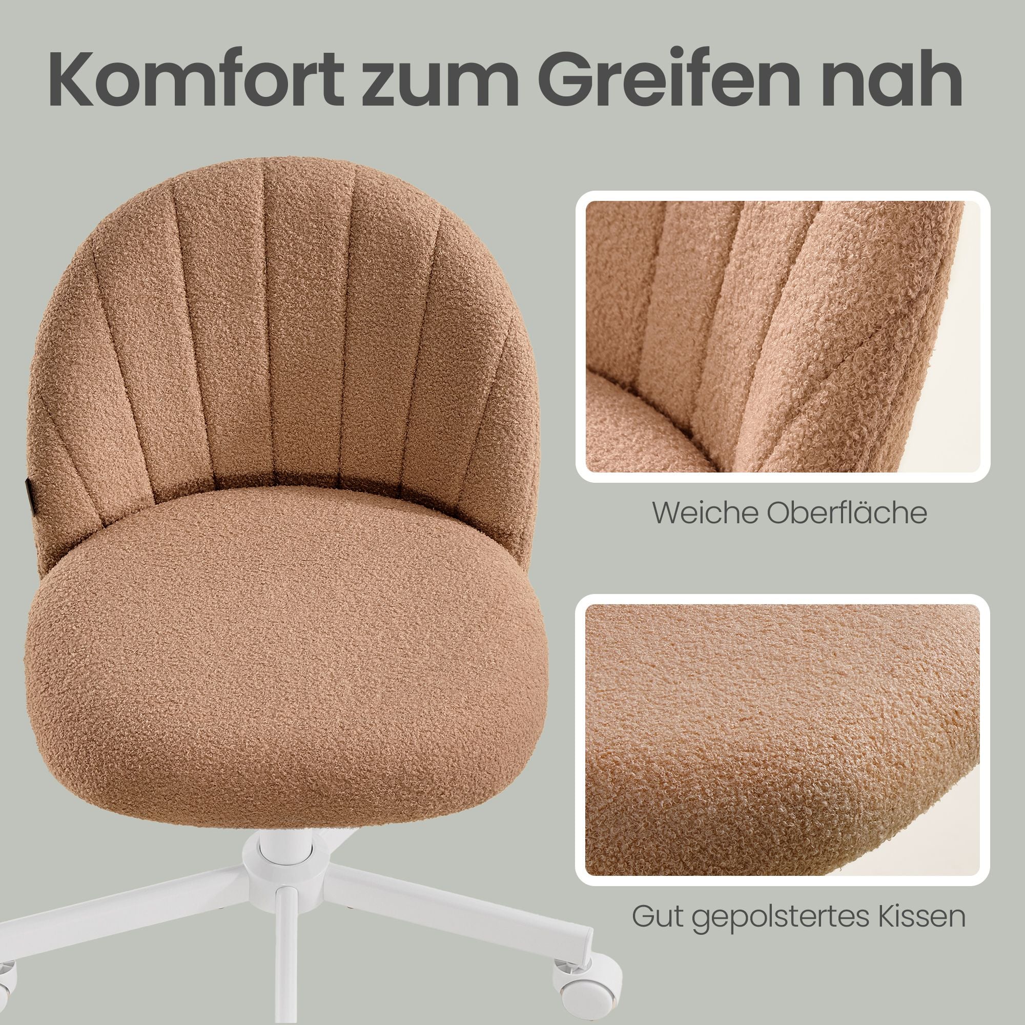 Kaptafelstoel - Draaibaar - In Hoogte Verstelbaar - Teddyfleece - Karamelbruin