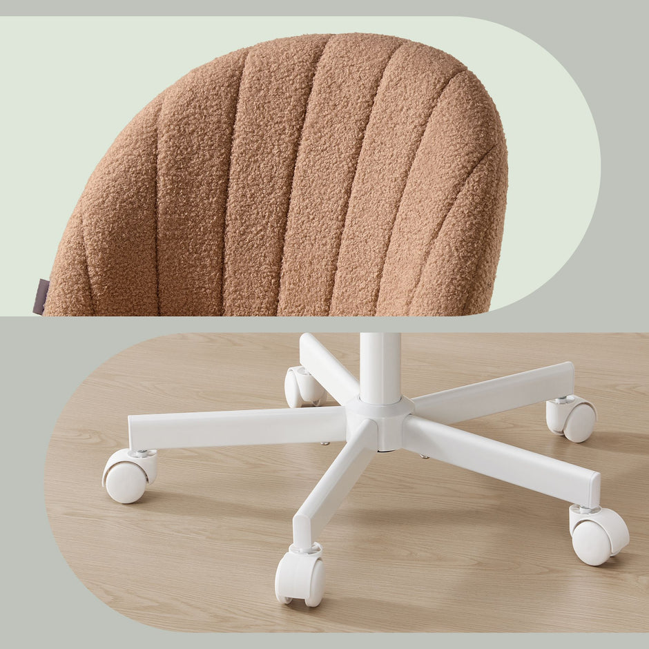 Kaptafelstoel - Draaibaar - In Hoogte Verstelbaar - Teddyfleece - Karamelbruin