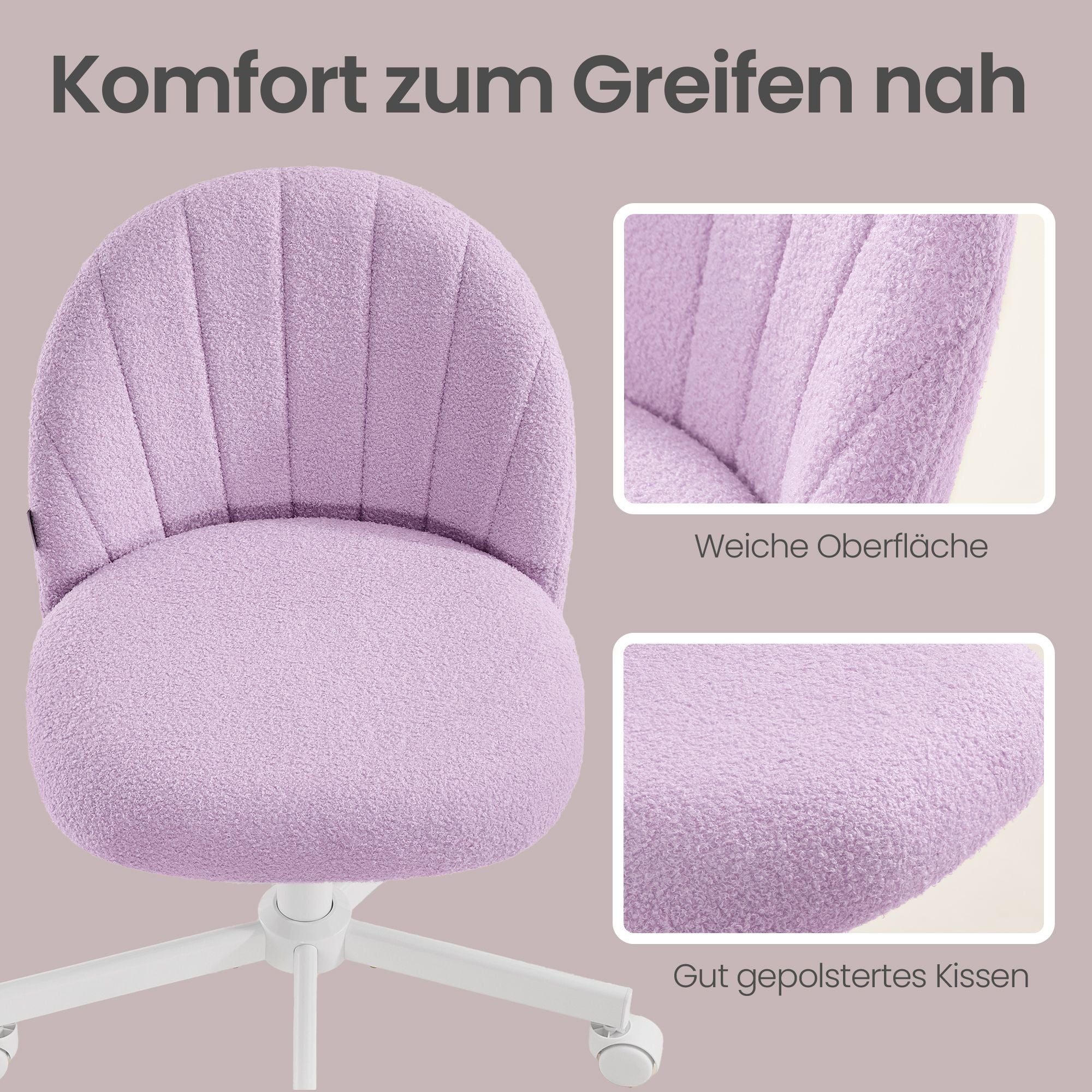 Kaptafelstoel - Draaibaar - In Hoogte Verstelbaar - Teddyfleece - Paars