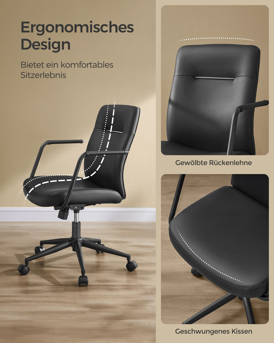 Kontorsstol – ergonomisk design – bläcksvart