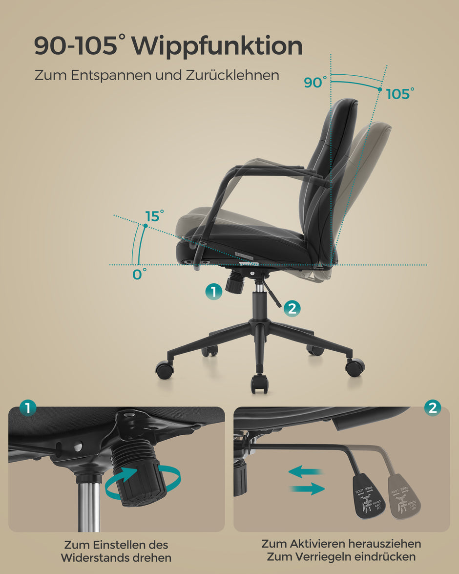 Kontorsstol – ergonomisk design – bläcksvart