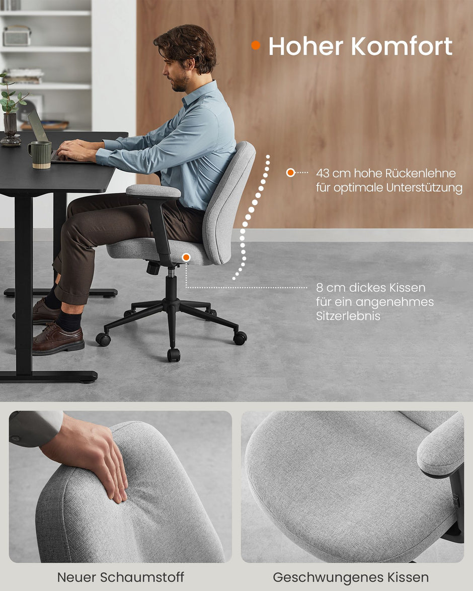 Kontorsstol – Justerbara armstöd – Dove grå