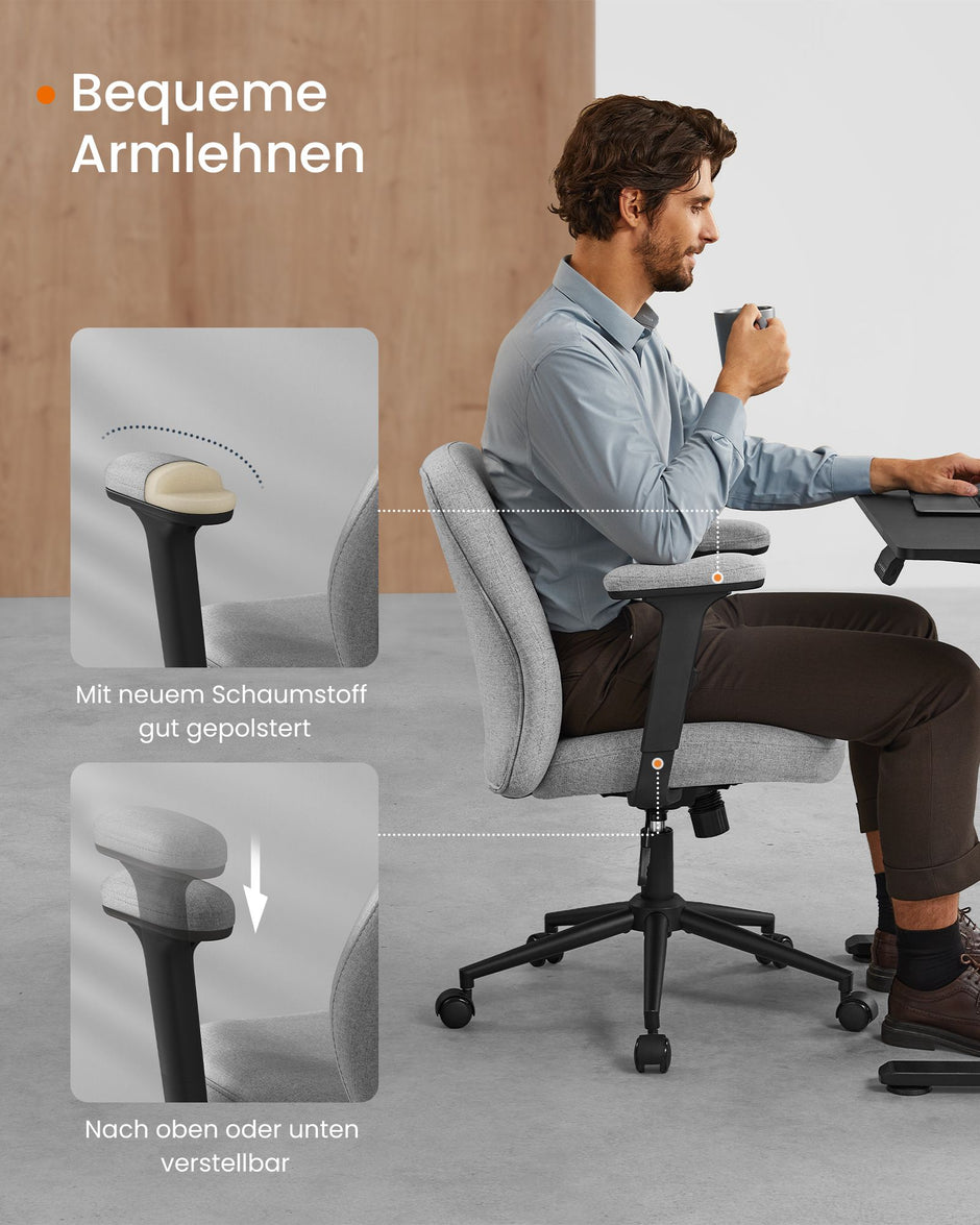 Kontorsstol – Justerbara armstöd – Dove grå