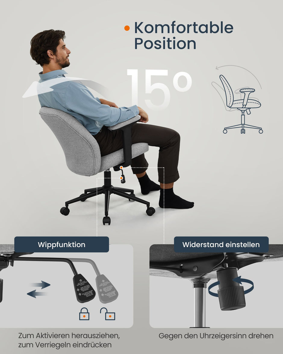 Kontorsstol – Justerbara armstöd – Dove grå
