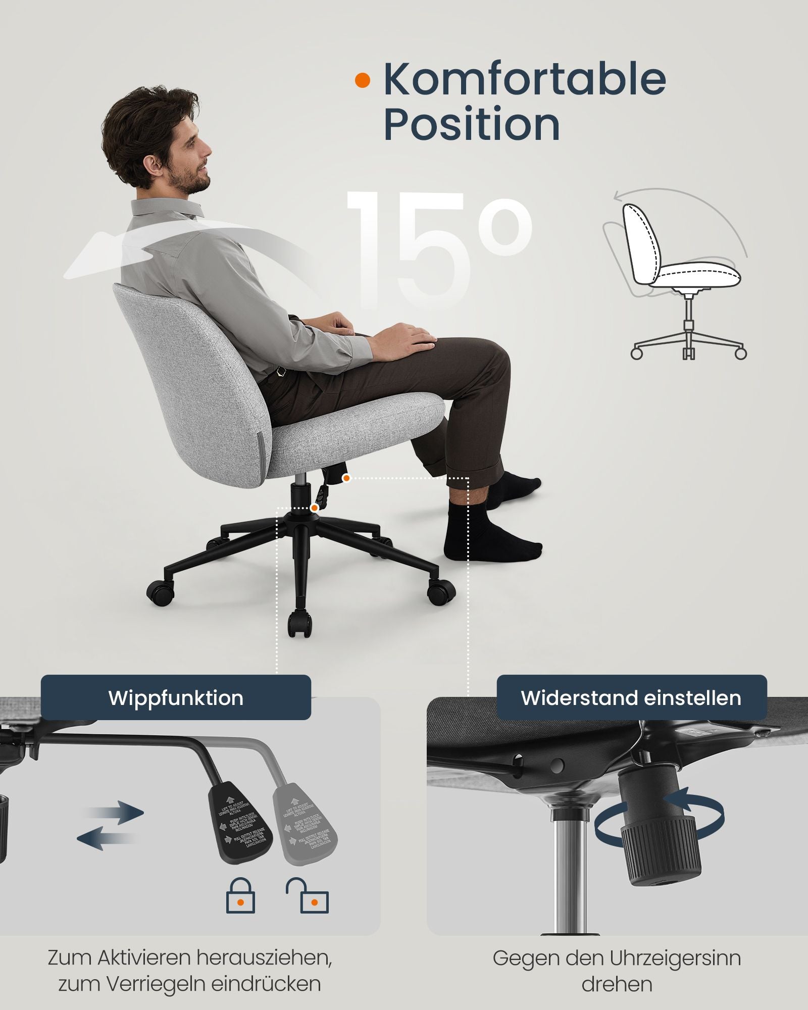 Kontorsstol – Bred sits – Dove Grey