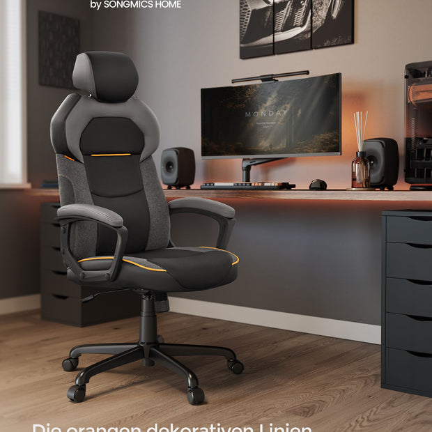 Kontorsstol - justerbart nackstöd - vippfunktion - svart