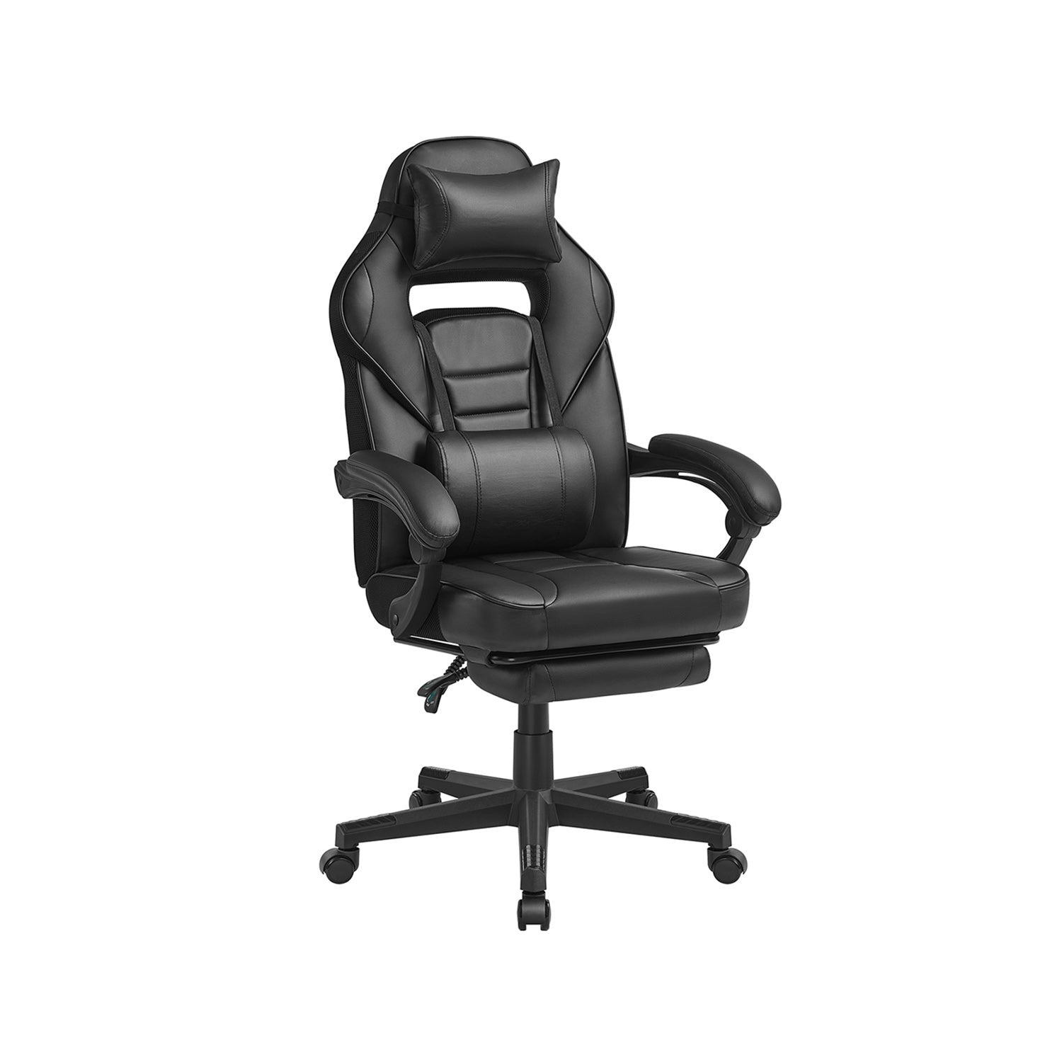 Spelstol - Gaming Office -stol med fotstöd - svart/röd
