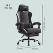 Gamingstoel – Ergonomisch – Pocketvering Zitkussen – Uitschuifbare Voetensteun – Tot 150 kg – Zwart en Wit