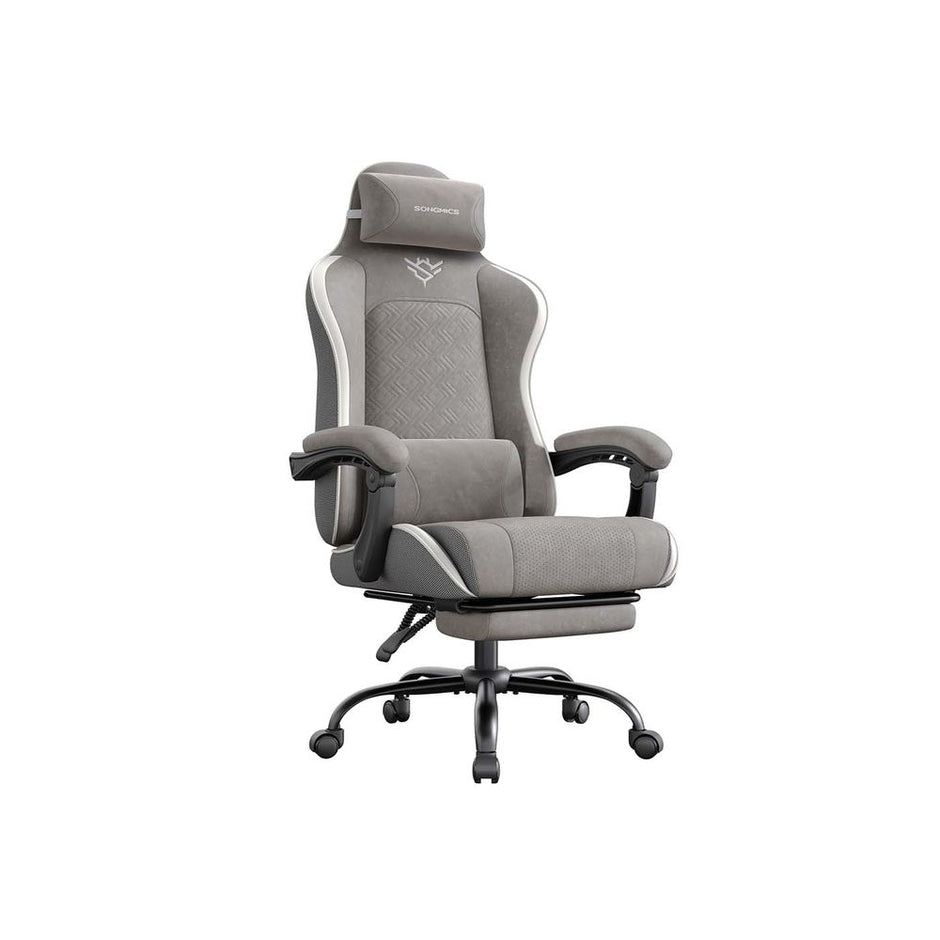 Spelstol – Ergonomisk – Med fotpall och fjäderkudde – Svart