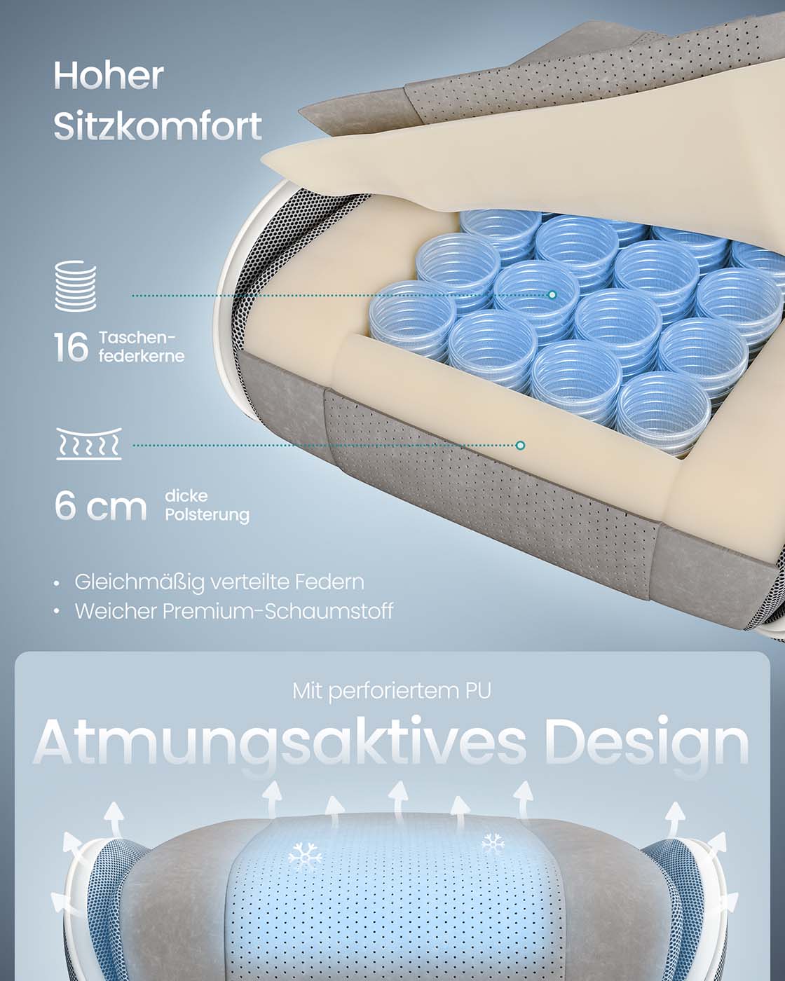 Spelstol – Ergonomisk – Med fotpall och fjäderkudde – Svart