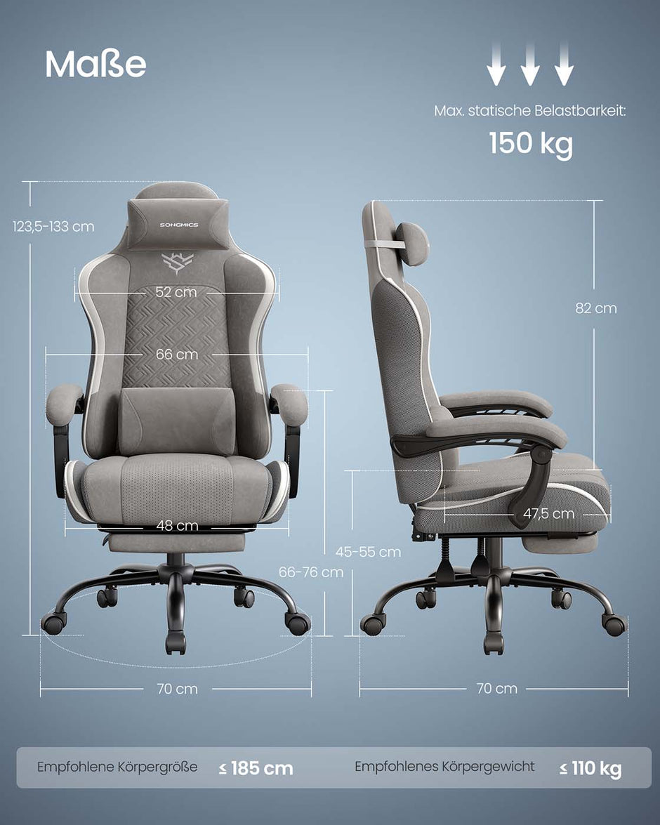 Spelstol – Ergonomisk – Med fotpall och fjäderkudde – Svart