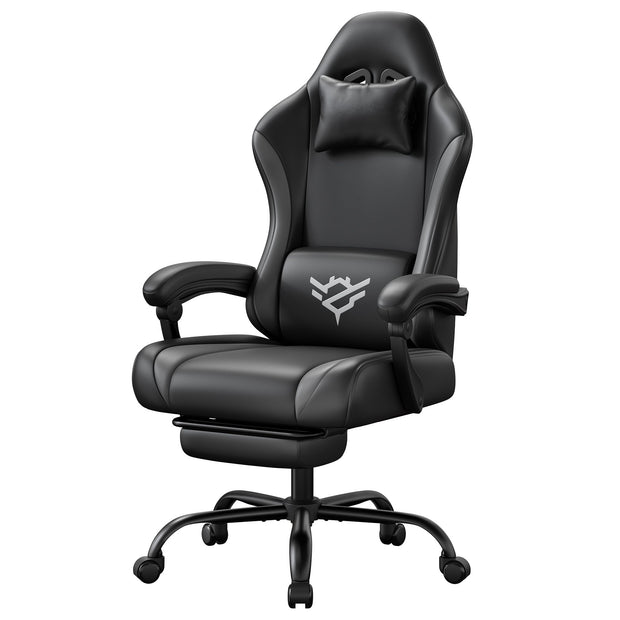 Gamingstoel - Ergonomisch - Met Voetensteun - 135° Kantelbaar - Zwart-Grijs