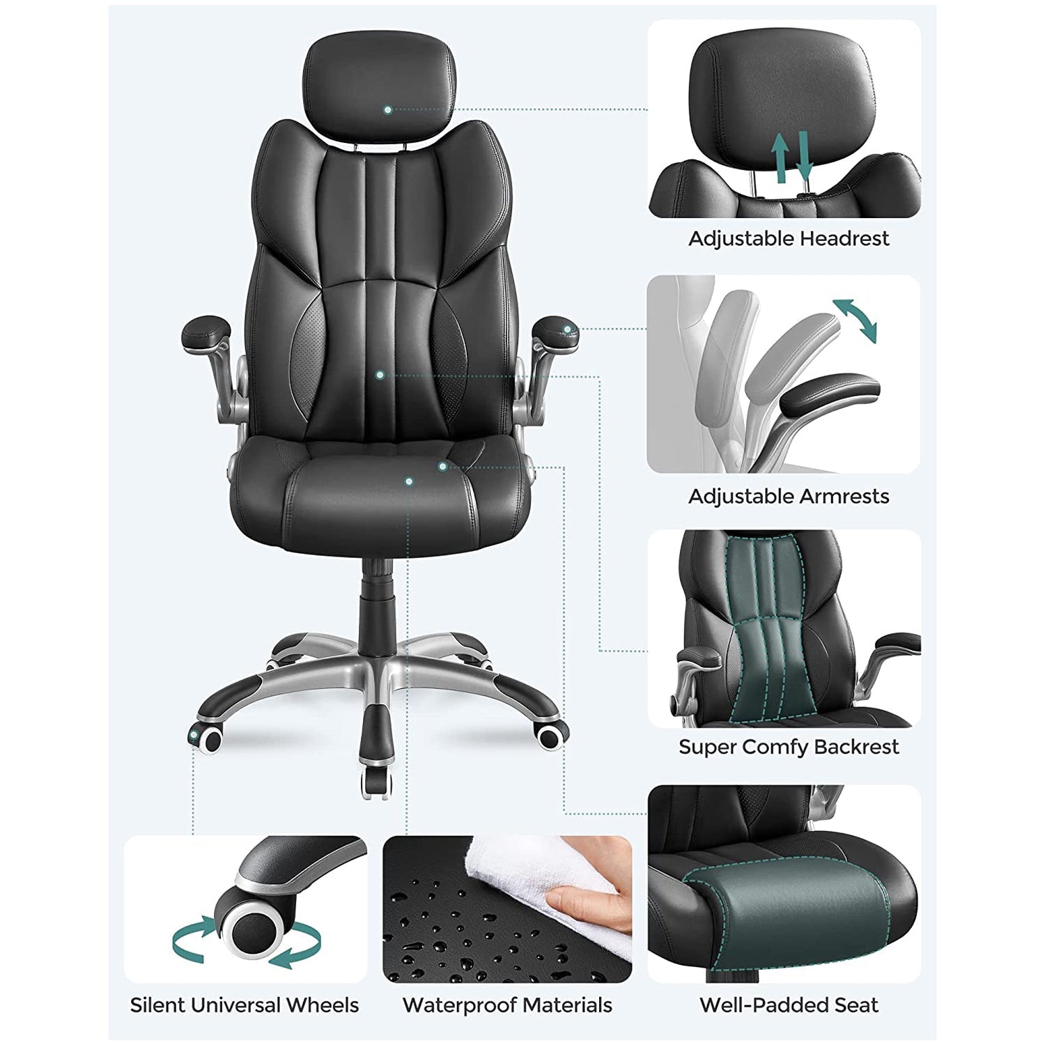 Kontorsstol - Ergonomic - Game Chair - Rotatable - Svart