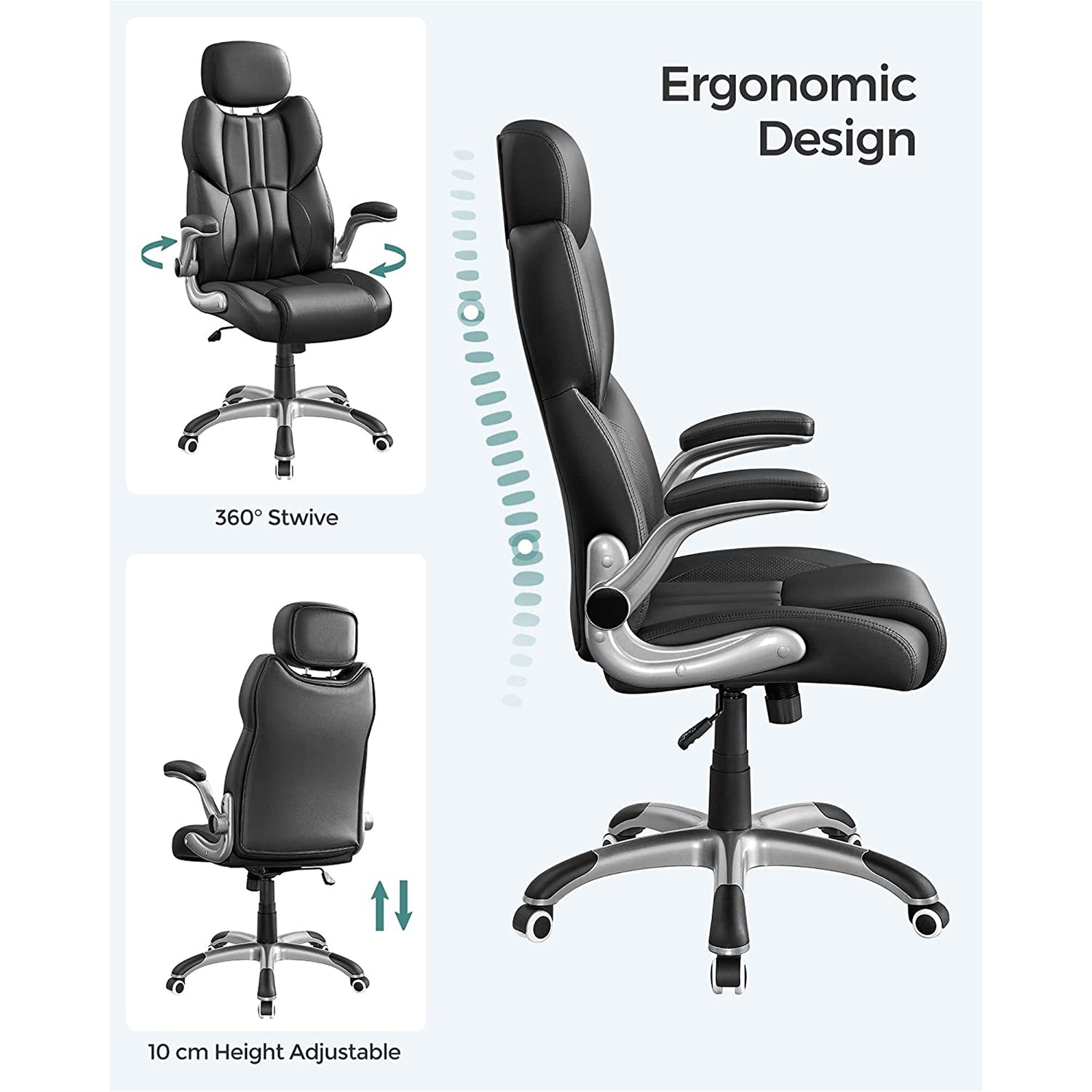 Kontorsstol - Ergonomic - Game Chair - Rotatable - Svart