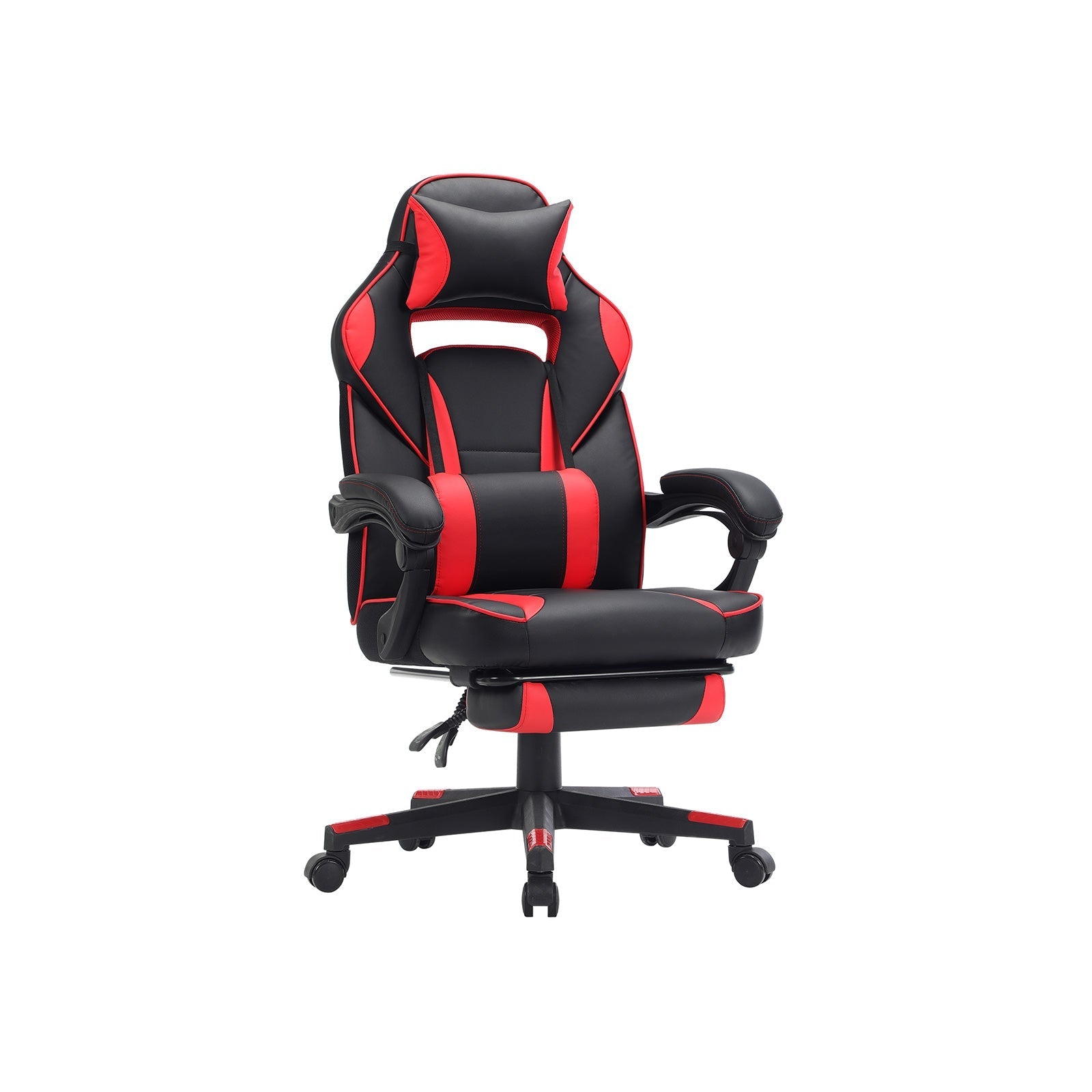 Spelstol - Gaming Office -stol med fotstöd - svart/röd