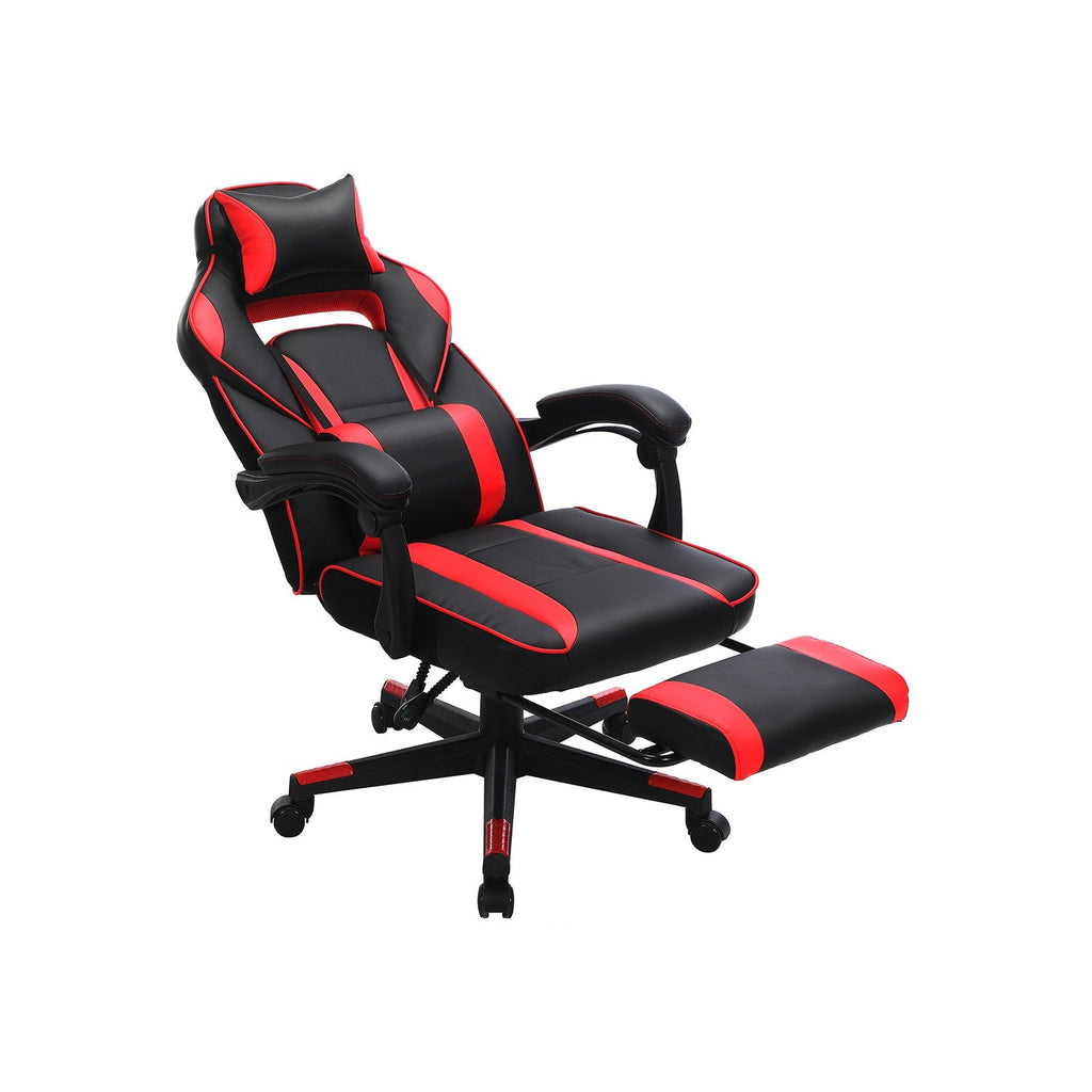 Spelstol - Gaming Office -stol med fotstöd - svart/röd