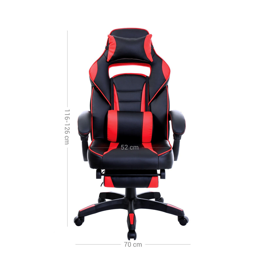 Spelstol - Gaming Office -stol med fotstöd - svart/röd