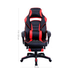Spelstol - Gaming Office -stol med fotstöd - svart/röd