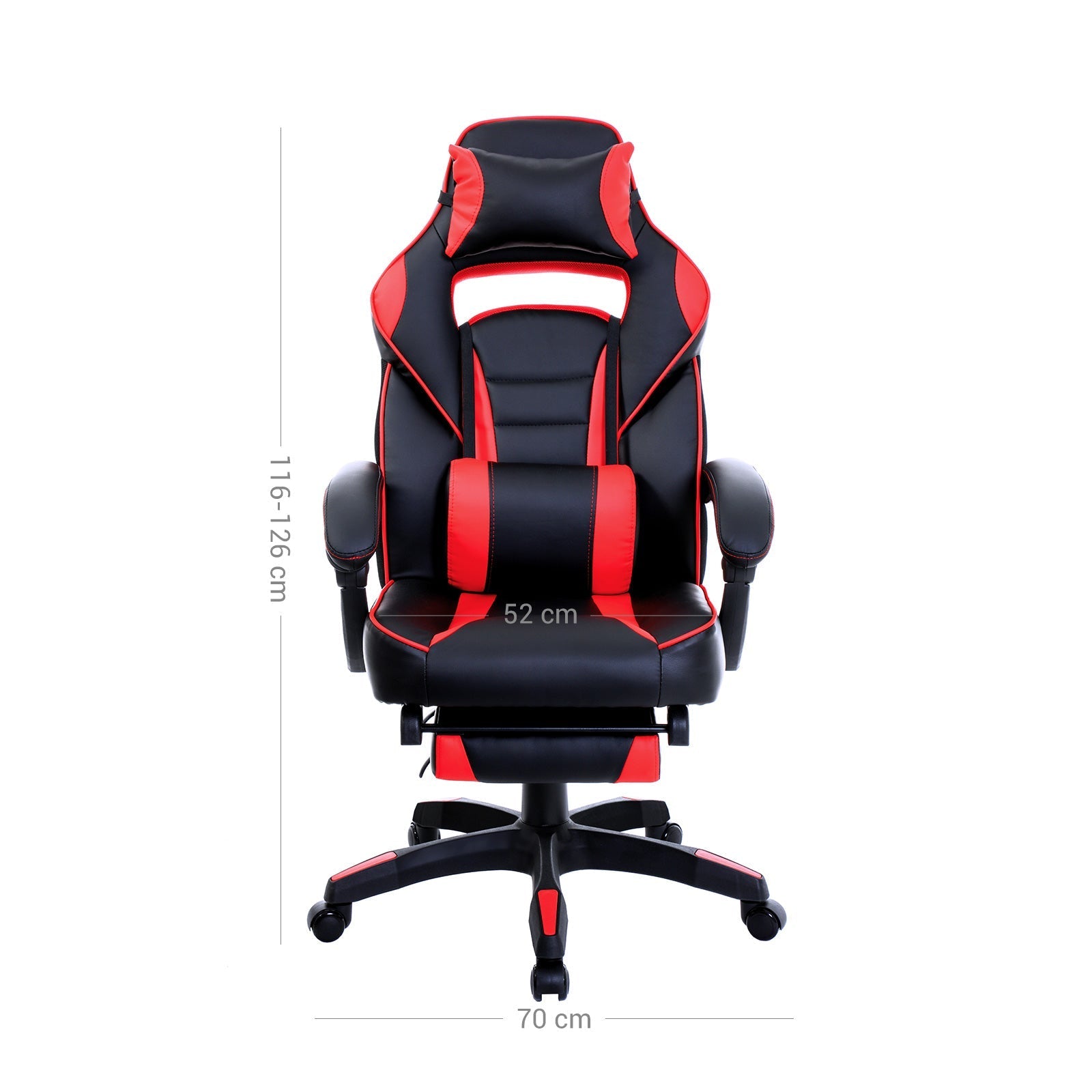 Spelstol - Gaming Office -stol med fotstöd - svart/röd