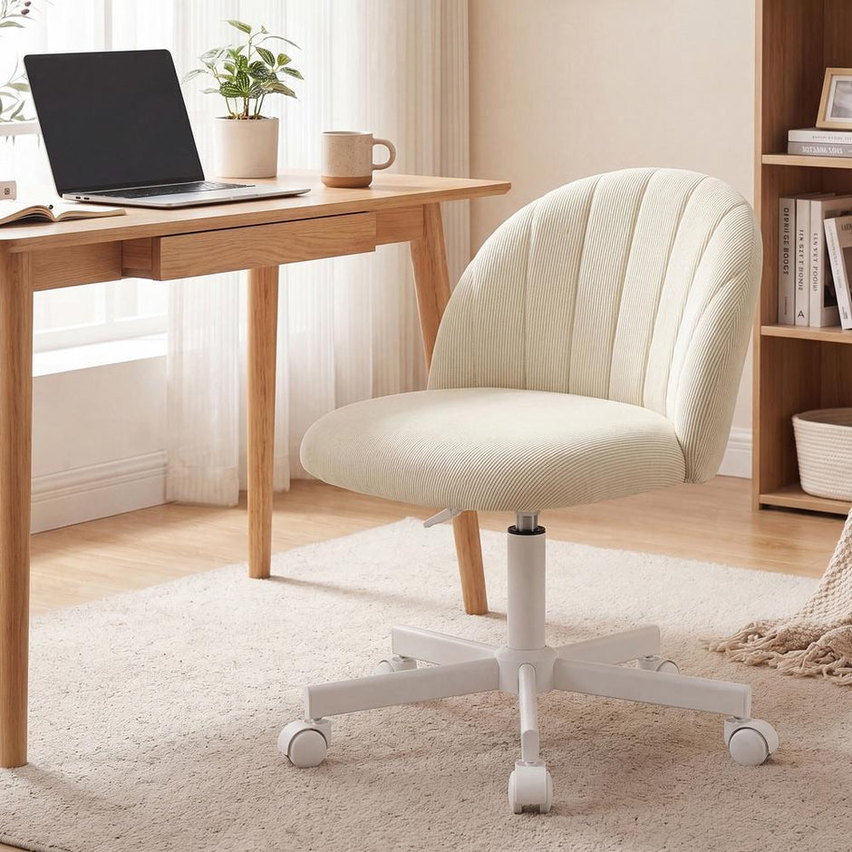 Kaptafelstoel - Draaibaar - In Hoogte Verstelbaar - Pluche - Beige