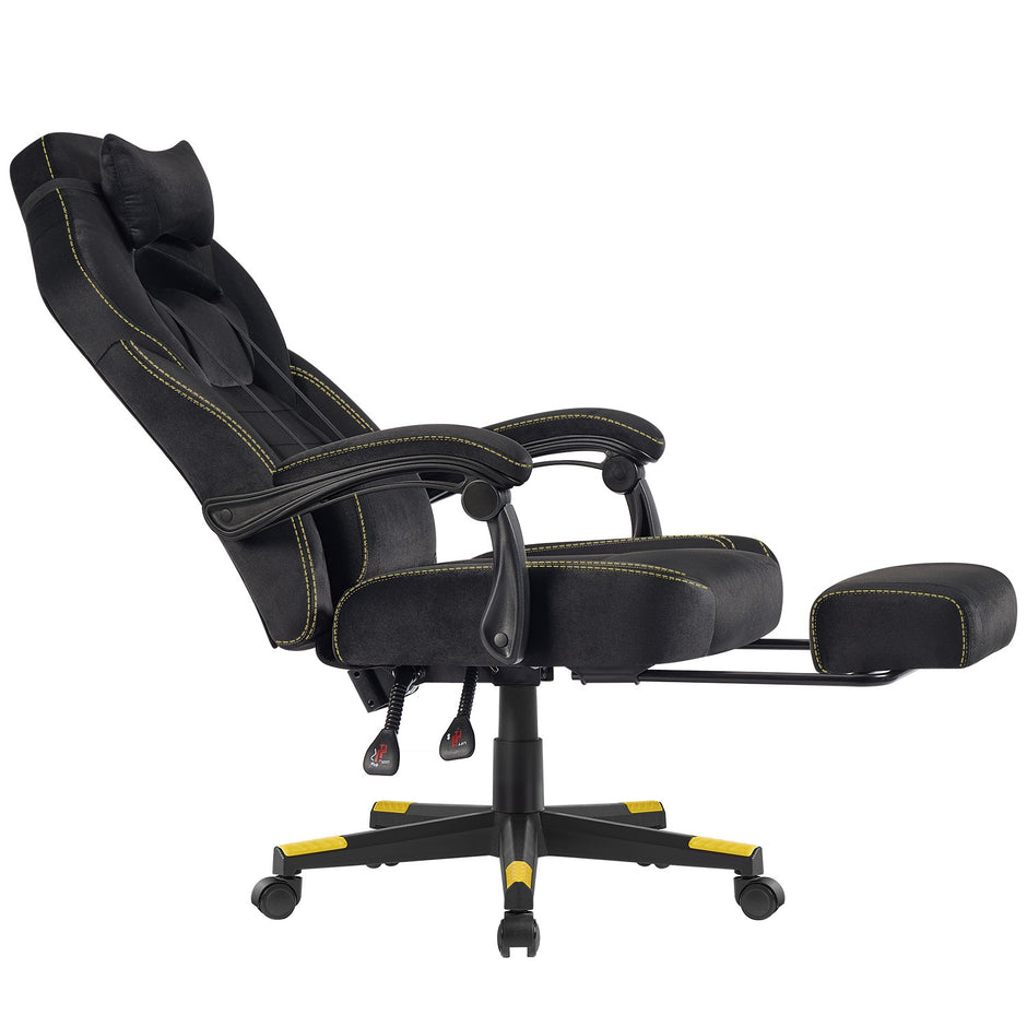 Gamingstoel - Ergonomisch - Met Voetensteun - Verstelbare Hoofdsteun - Zwart