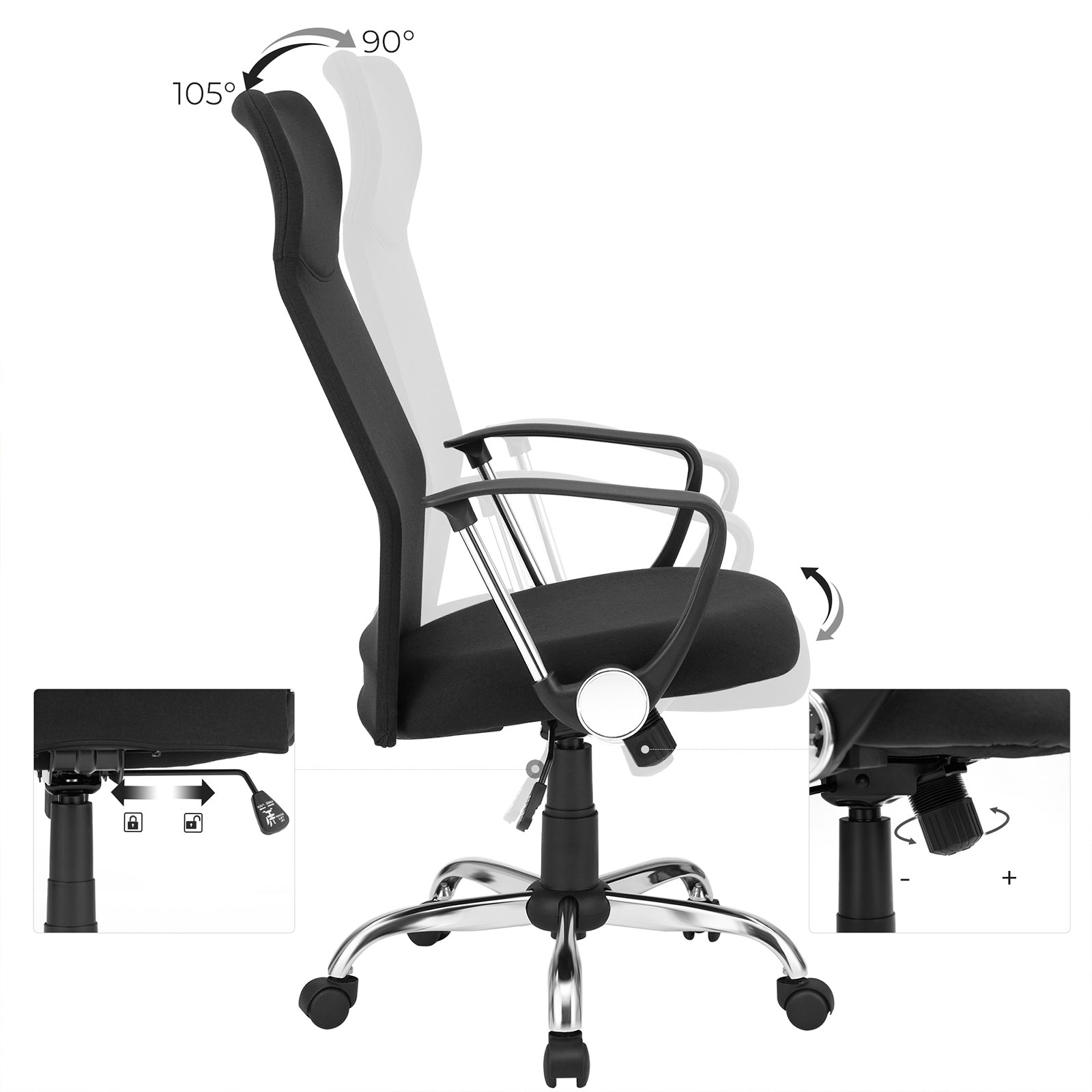 Kontorsordförande - Ergonomisk kontorsstol - datorstol - svart