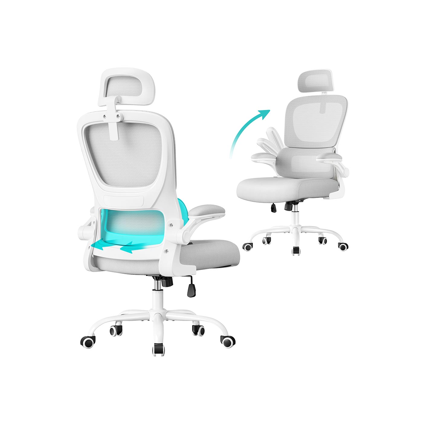 Kontorsstol – ergonomisk design – meshtyg – svart