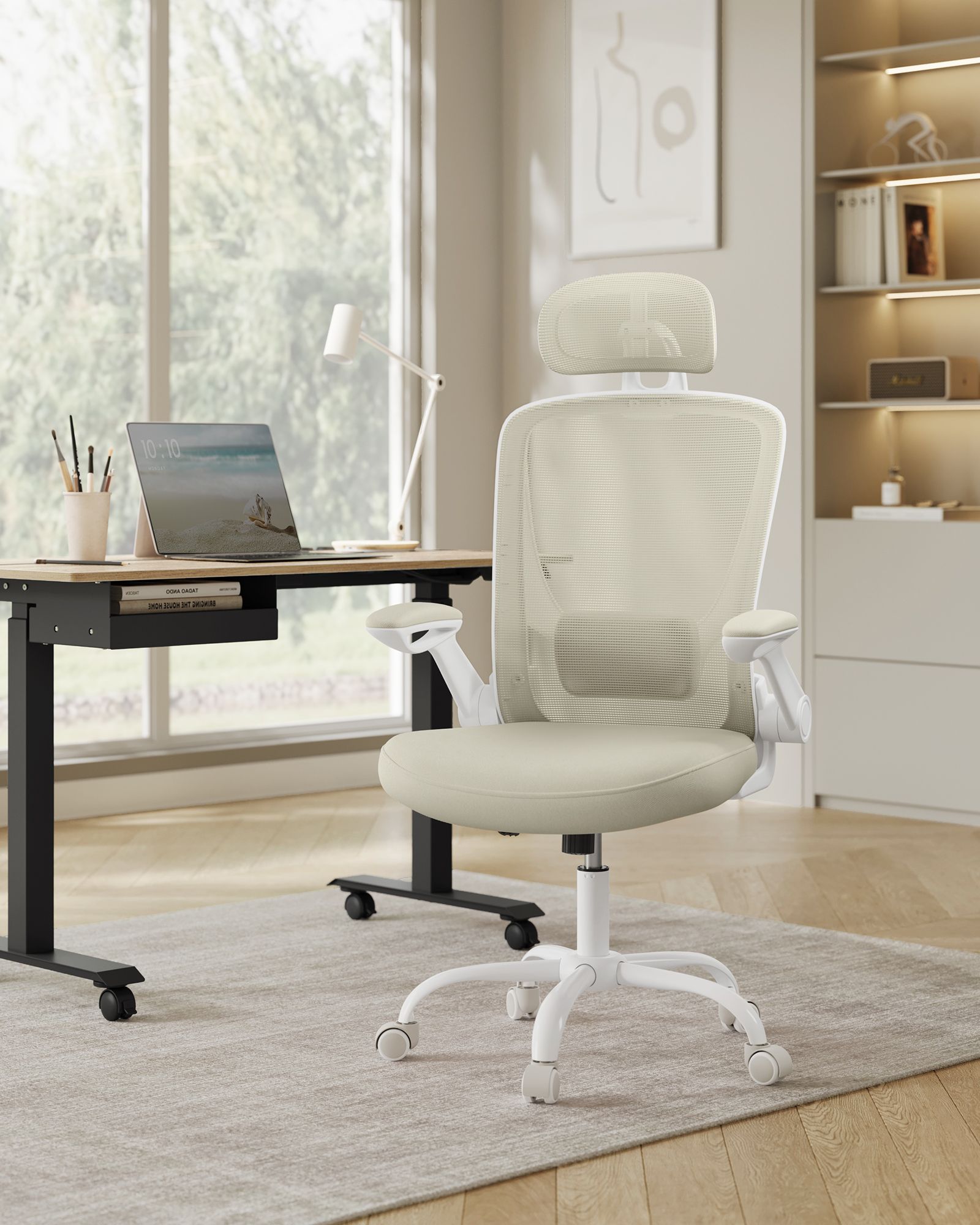 Kontorsstol – ergonomisk design – cappuccino beige