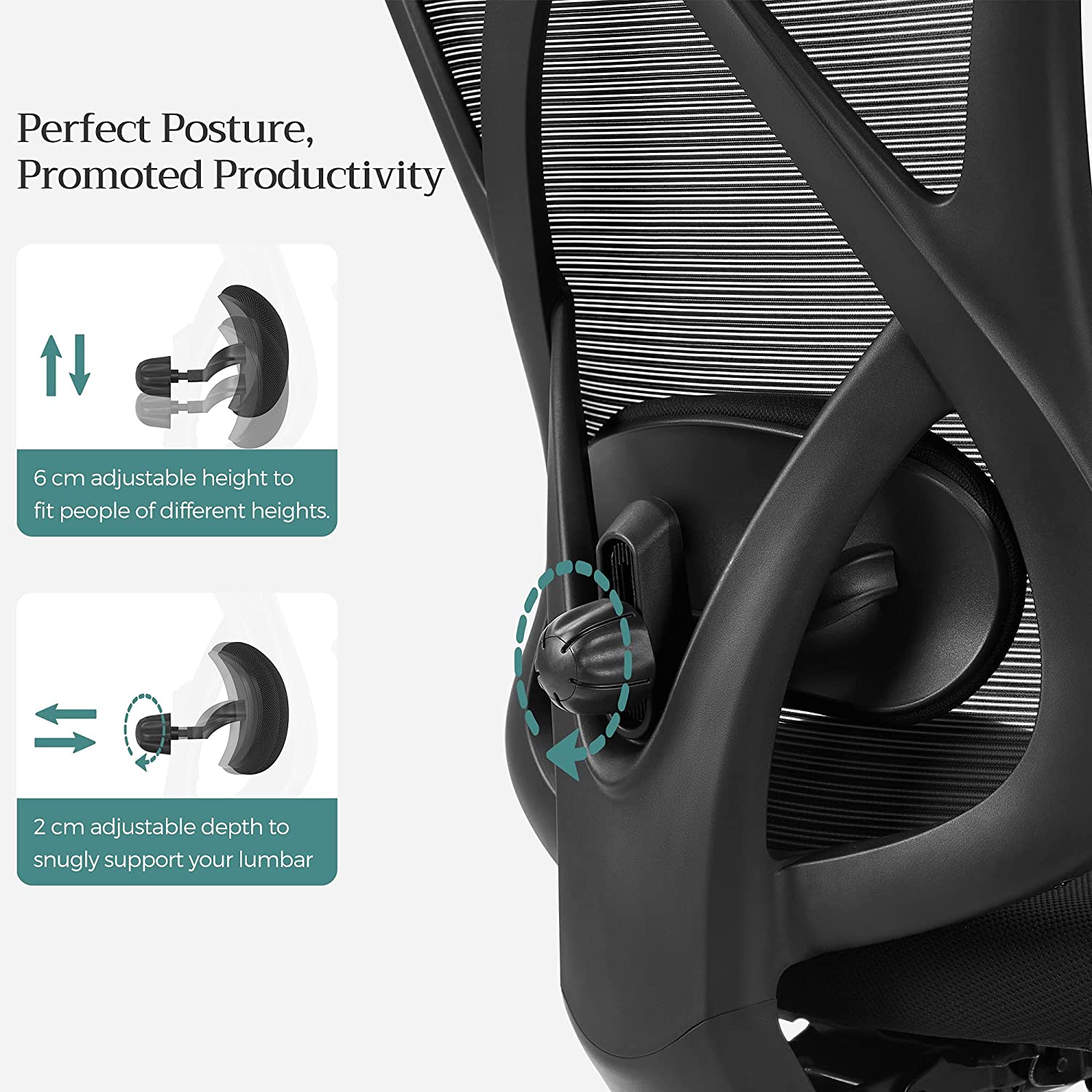 Kontorsstol – Ergonomisk och justerbar – Svart