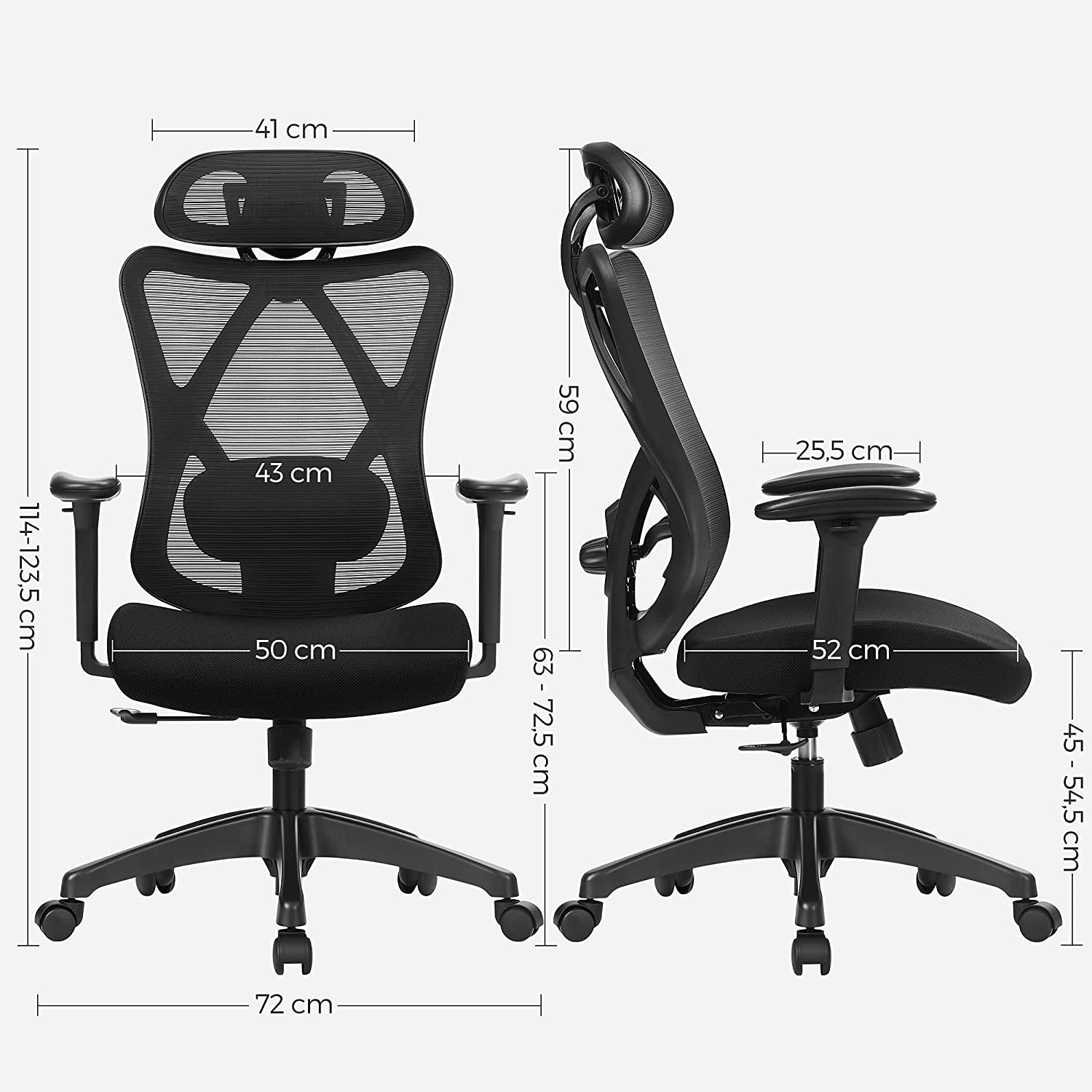 Kontorsordförande - Ergonomisk kontorsstol - Justerbar datorstol - Svart