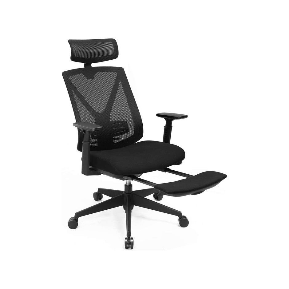 Kontorsstol – Ergonomisk med fotstöd – Svart