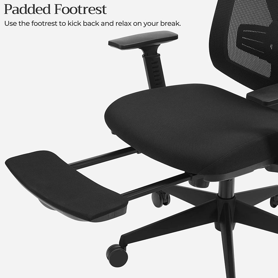 Kontorsstol – Ergonomisk med fotstöd – Svart