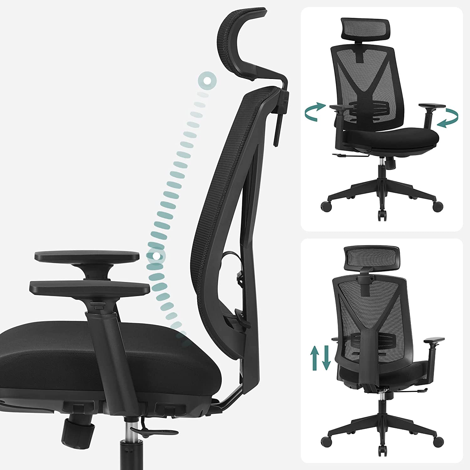 Kontorsstol – Ergonomisk med fotstöd – Svart