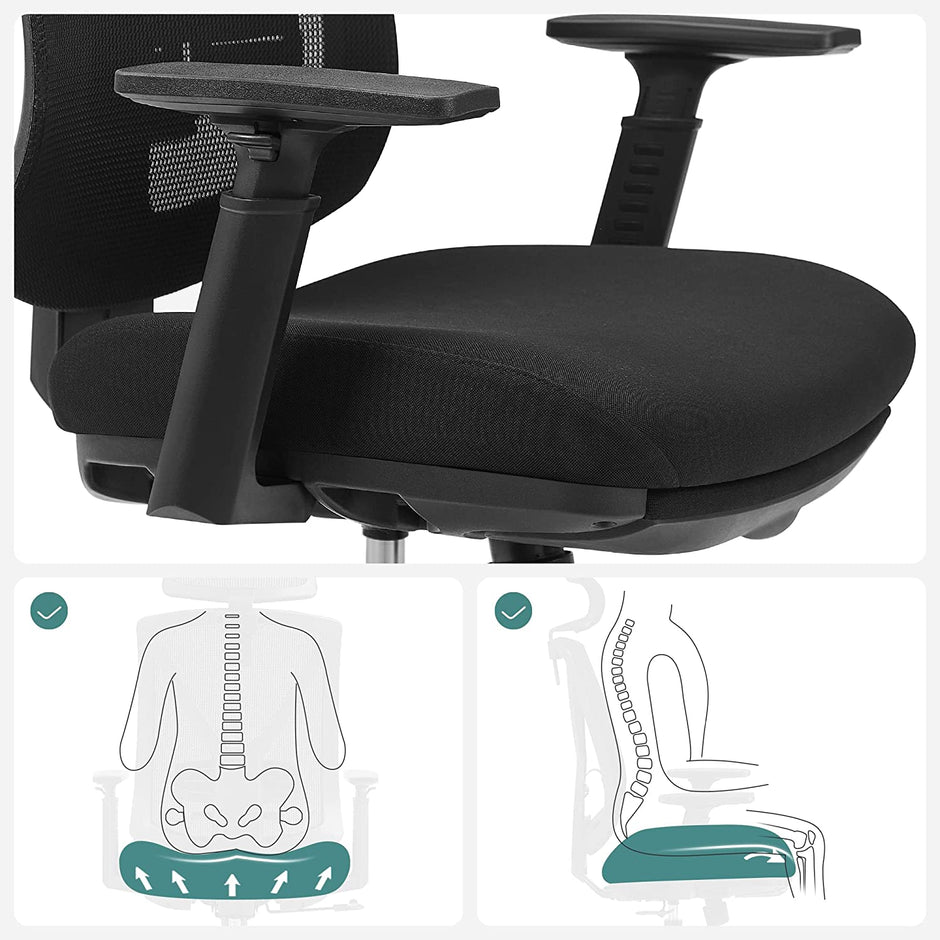 Kontorsstol – Ergonomisk med fotstöd – Svart