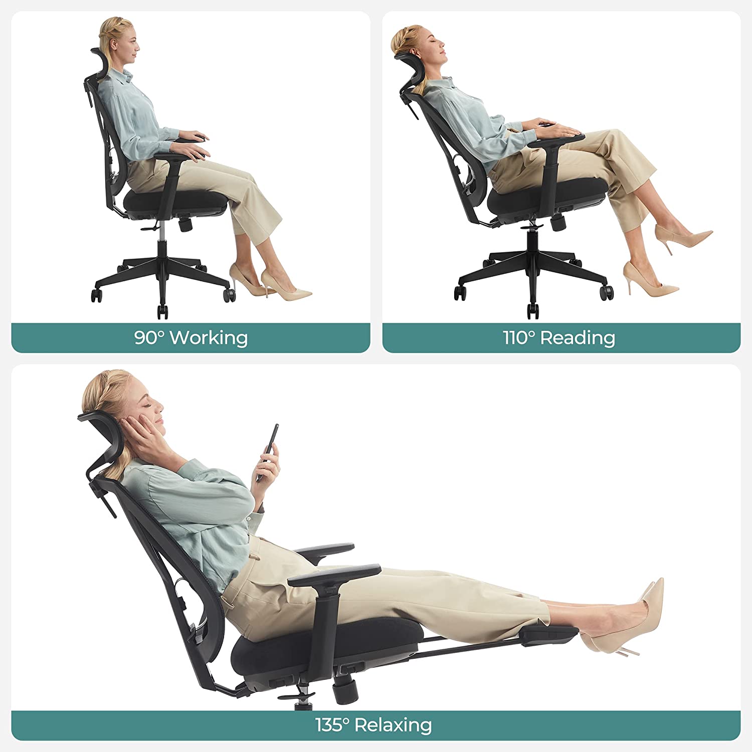 Kontorsstol – Ergonomisk med fotstöd – Svart