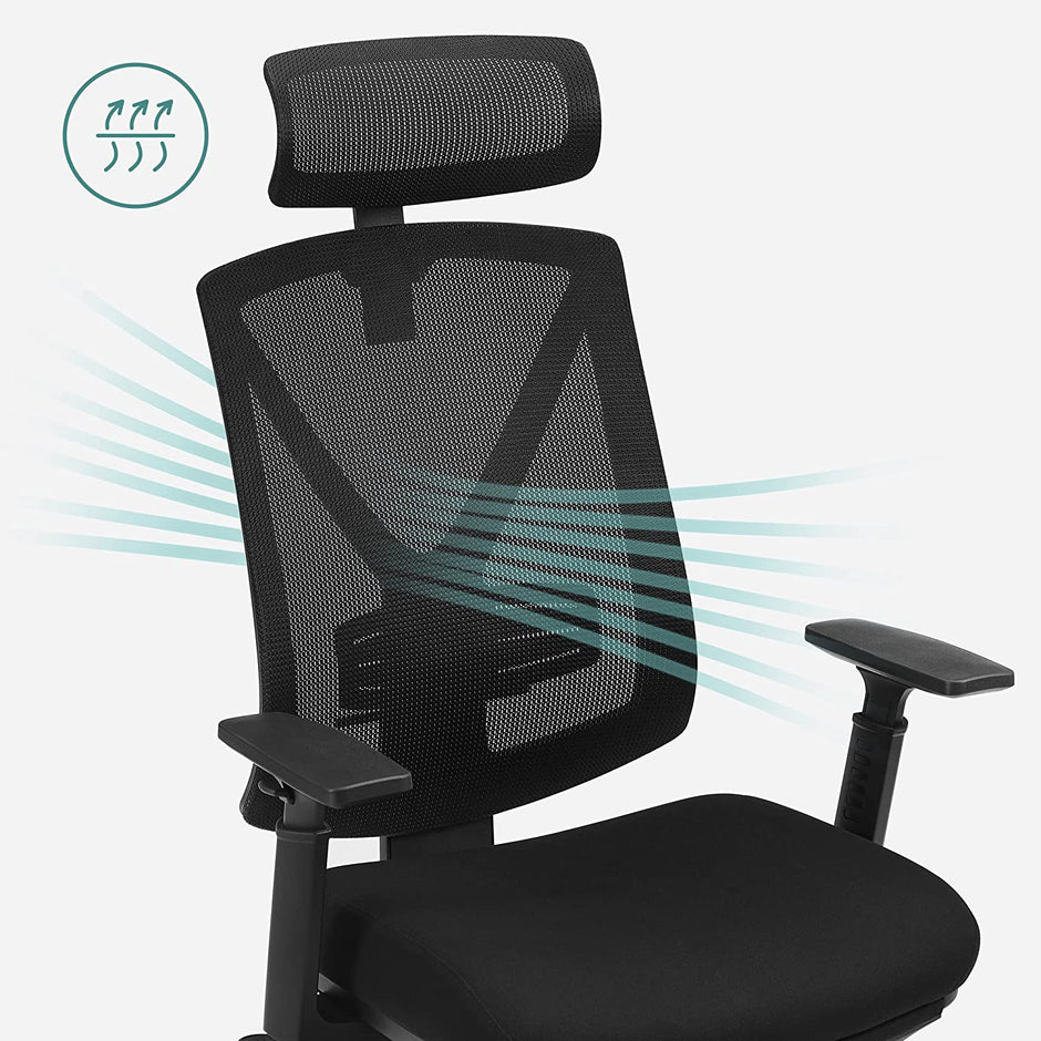 Kontorsstol – Ergonomisk med fotstöd – Svart