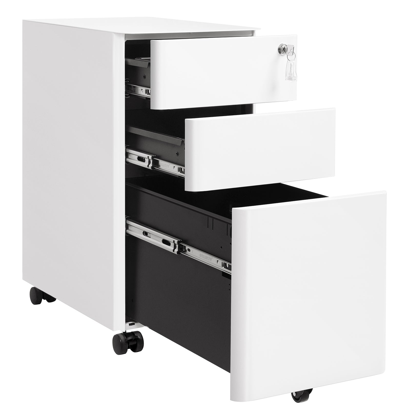 Ladeblok - Archive Cabinet - Office Cabinet with Wheels and Lock - White