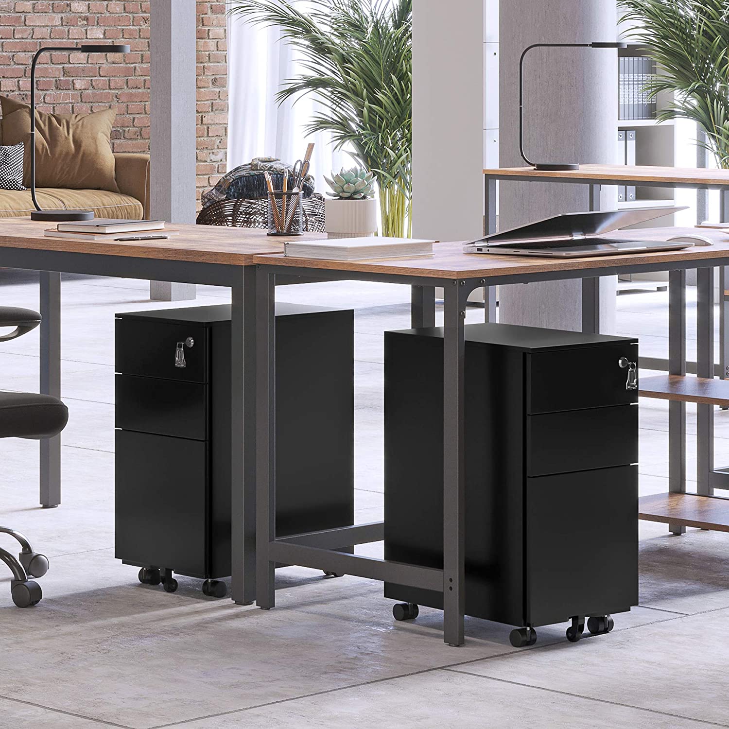 LadeBlok - Mobil container - med hjul och lås - 3 lådor - svart