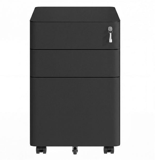 Rolcontainer - 3 Lades - Staal - Op Wielen - Zwart