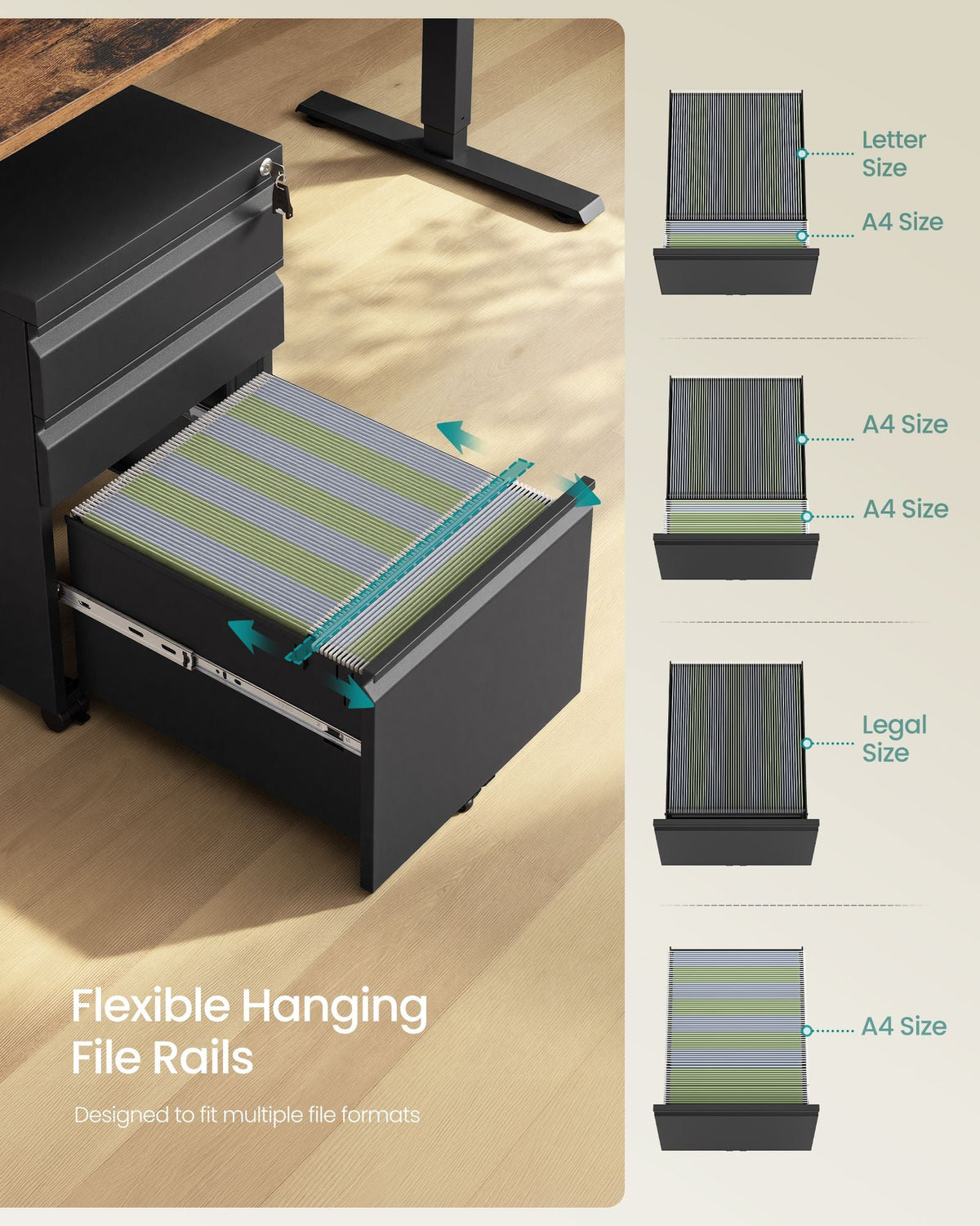 Filing Cabinet - Lockable with Drawers