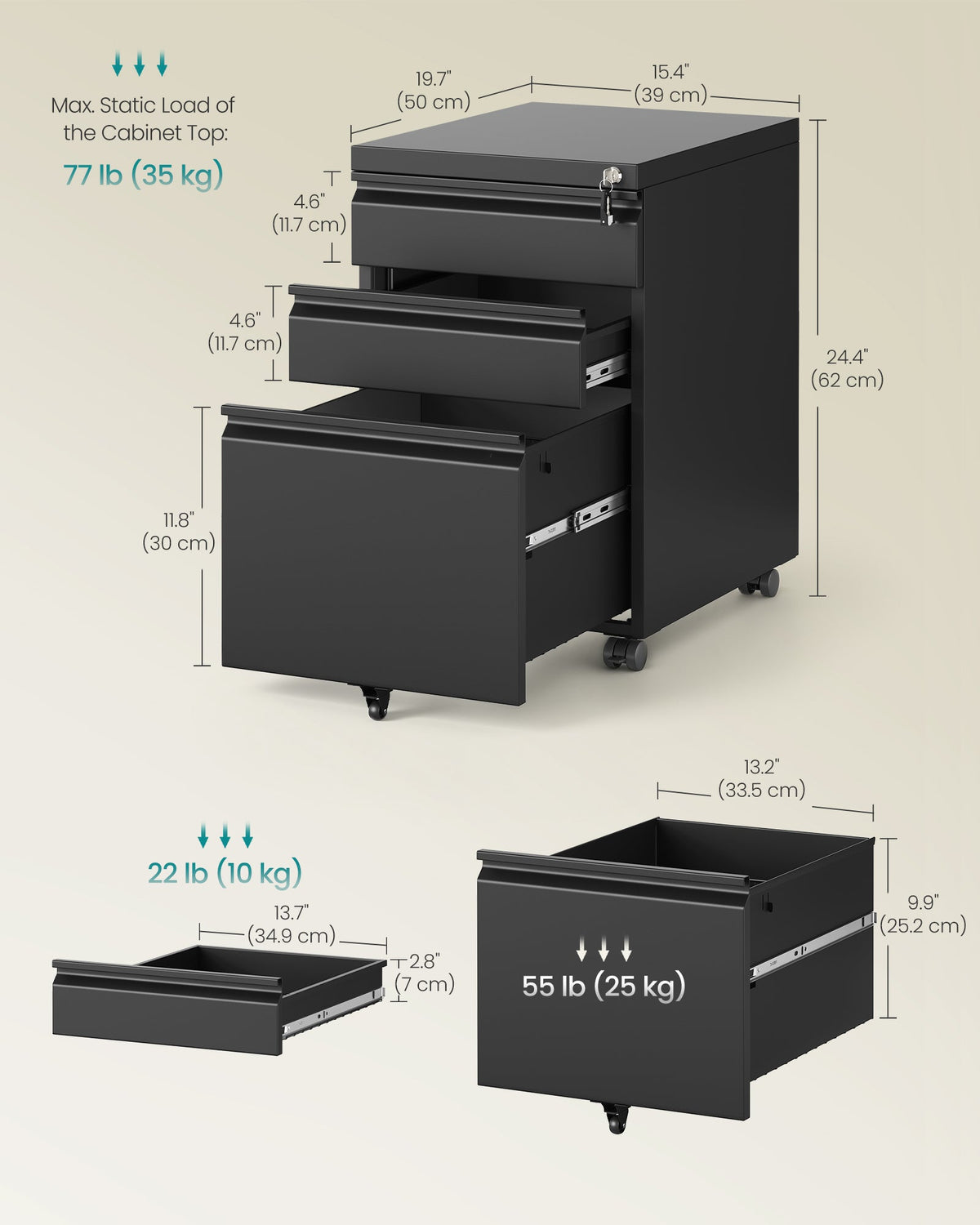 Filing Cabinet - Lockable with Drawers