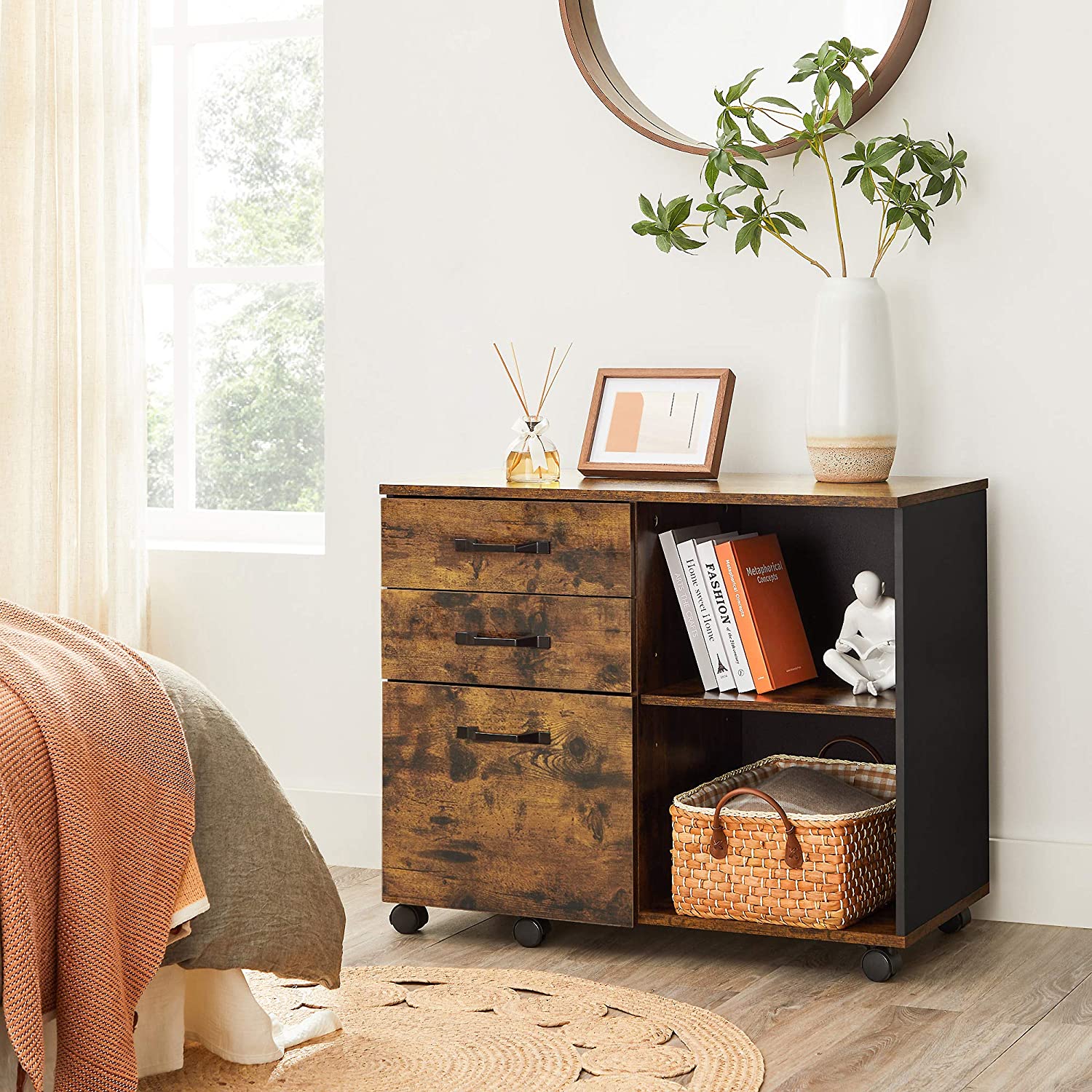 Arkivskåp - bokhylla - förvaringsskåp på hjul - Vintage Brown