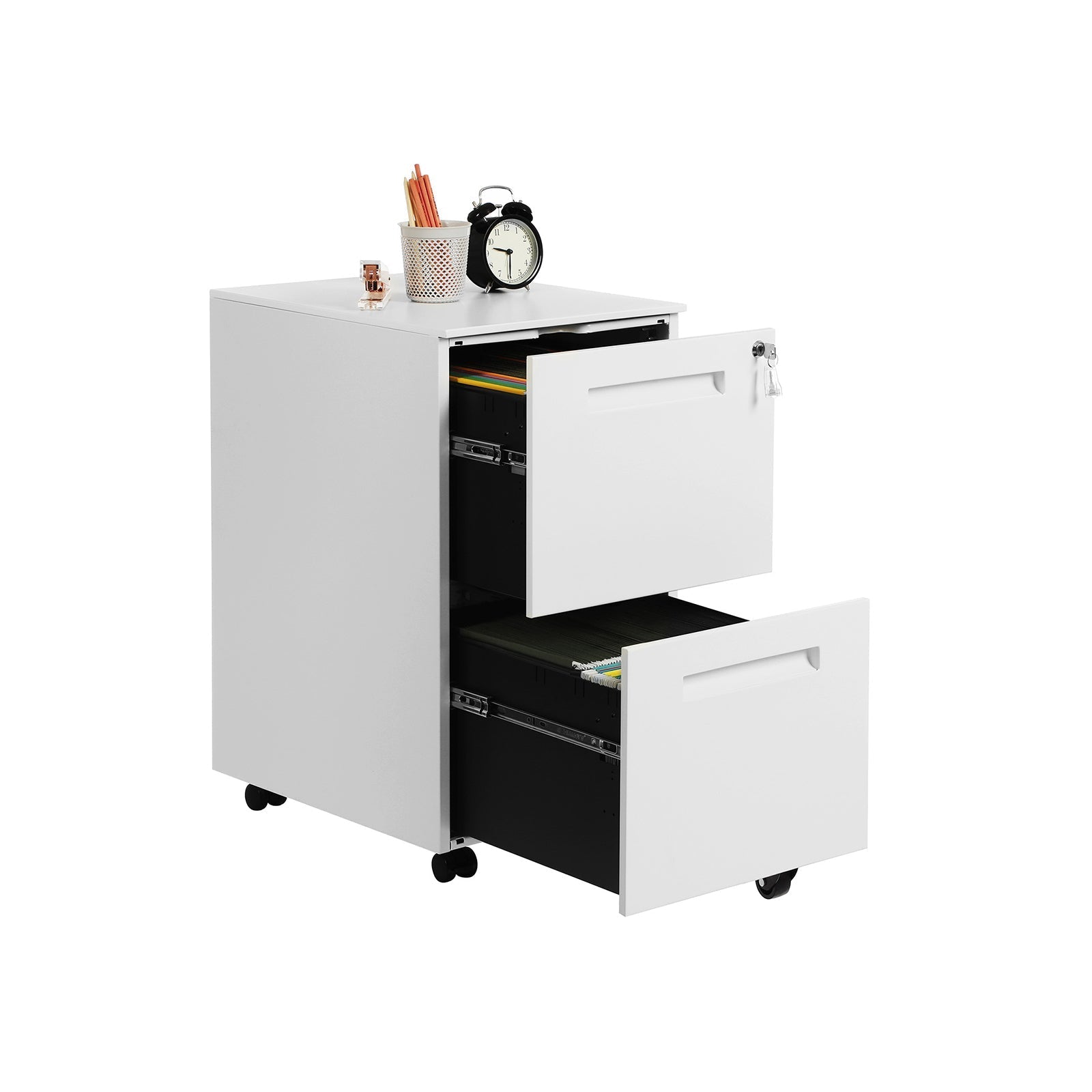 Container Drawer Unit - Mobile Cart of Drawers - Arkivskåp med 2 låsbara lådor